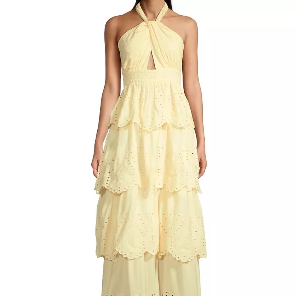 Significant Other Cora Cutout Eyelet Halter Maxi Dress - Size 6